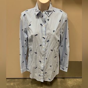 J.McLaughlin LS blue & white striped equestian button down - NWT